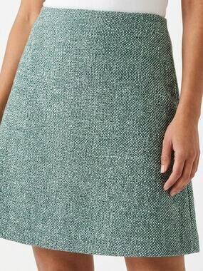 Hallhuber Green A-Line Mini Tweed Lined Skirt Women Size 4
